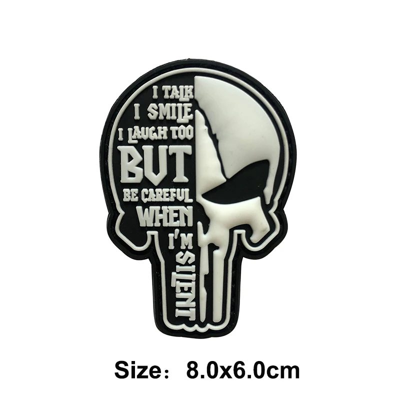 PVC Luminous Skull Pattern Armband Hook and Loop Patch Morale Badge Backpack Patch Sticker Clothing Hat Accessories Sticker