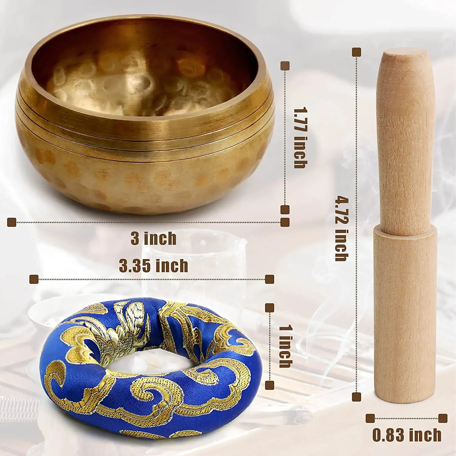 Nepal Buddhist  Handmade Tibetan Bowl for Meditation Yoga Sound healing Spiritual Scared Ritual Singing Bowl Set Feng Shui