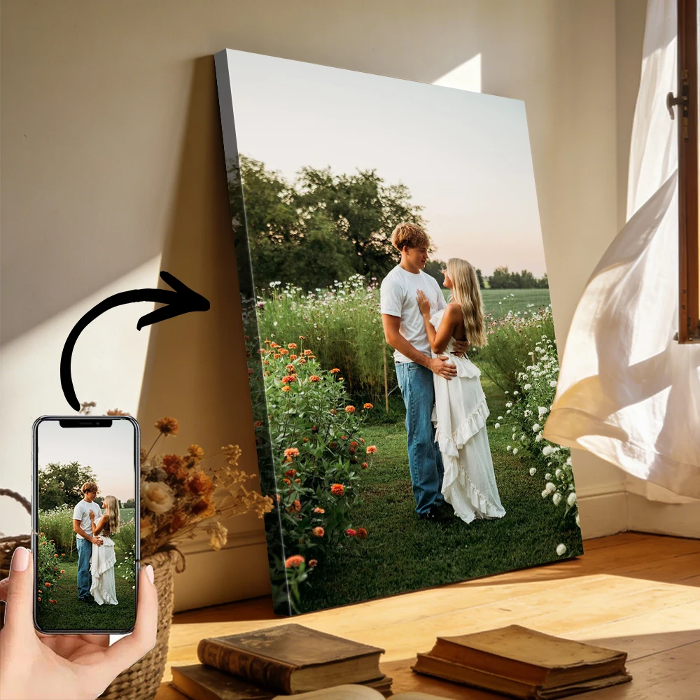 1 Pc Customized Photos on Canvas with DIY Wood Frame or frameless poster,Personalized Custom Photos for Your Lover，Custom Poste
