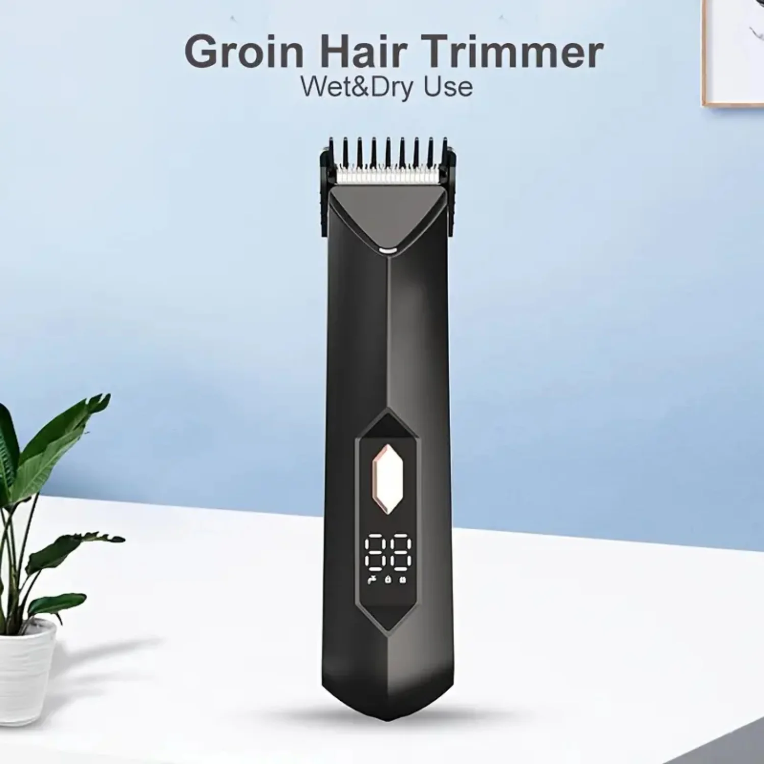 Electric Groin Hair Trimmer for Men with Replaceable Ceramic Blade Heads, USB Rechargeable, Waterproof Male Hygiene Razor