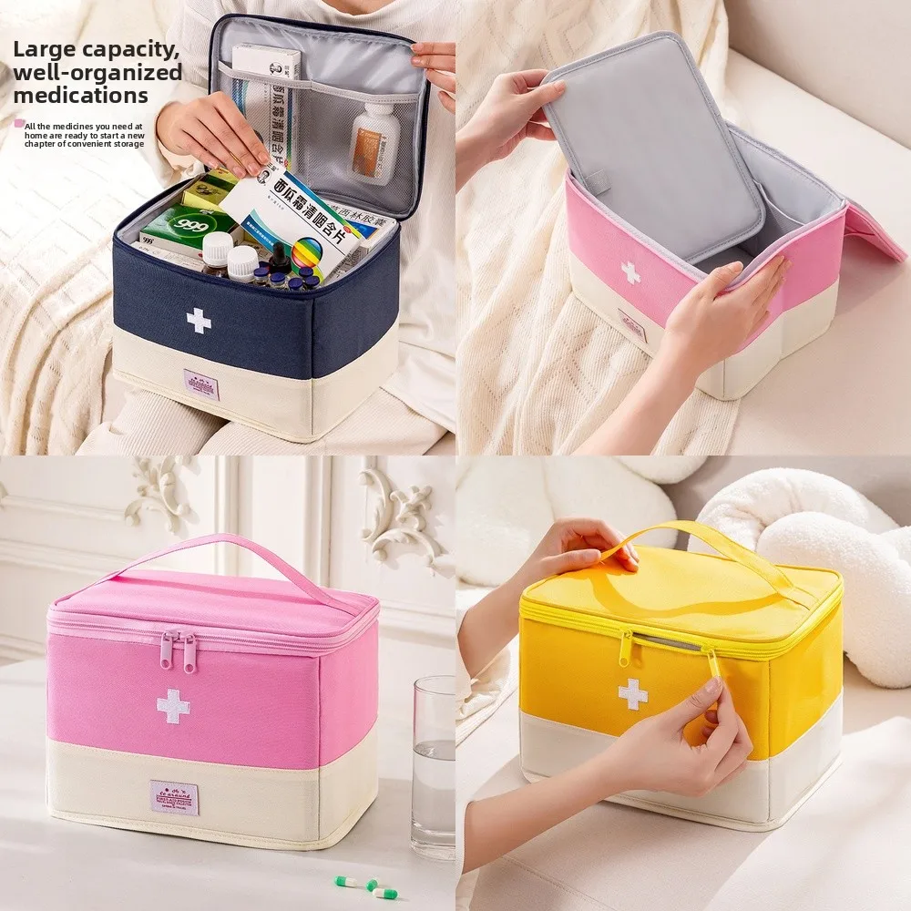 Large Capacity Foldable Medical Organizer Bag with Compartments Dustproof Moisture Resistant First Aid Kit for Travel Home