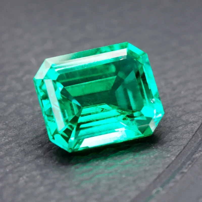 

a L-Lab Grown Columbia Emeralds Hydrothermal Hand Cutting Emerald Cut With Cracks Inclusions Inside Selectable Certificate