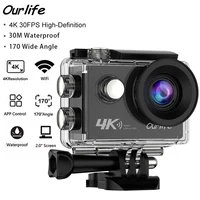 Cámara de acción Ourlife 4K Ultra HD 16MP WiFi pantalla de 2,0 pulgadas 170D DVR Webcam subacuática 30M casco grabación de vídeo cámara deportiva