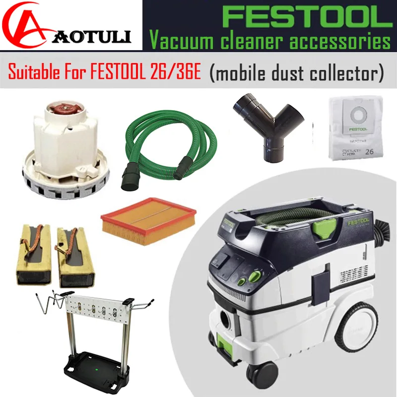 FESTOOL Vacuum Cleaner 26/36E Motor Carbon Brush and MIRKA 915 Dust Bucket Motor Accessories General purpose