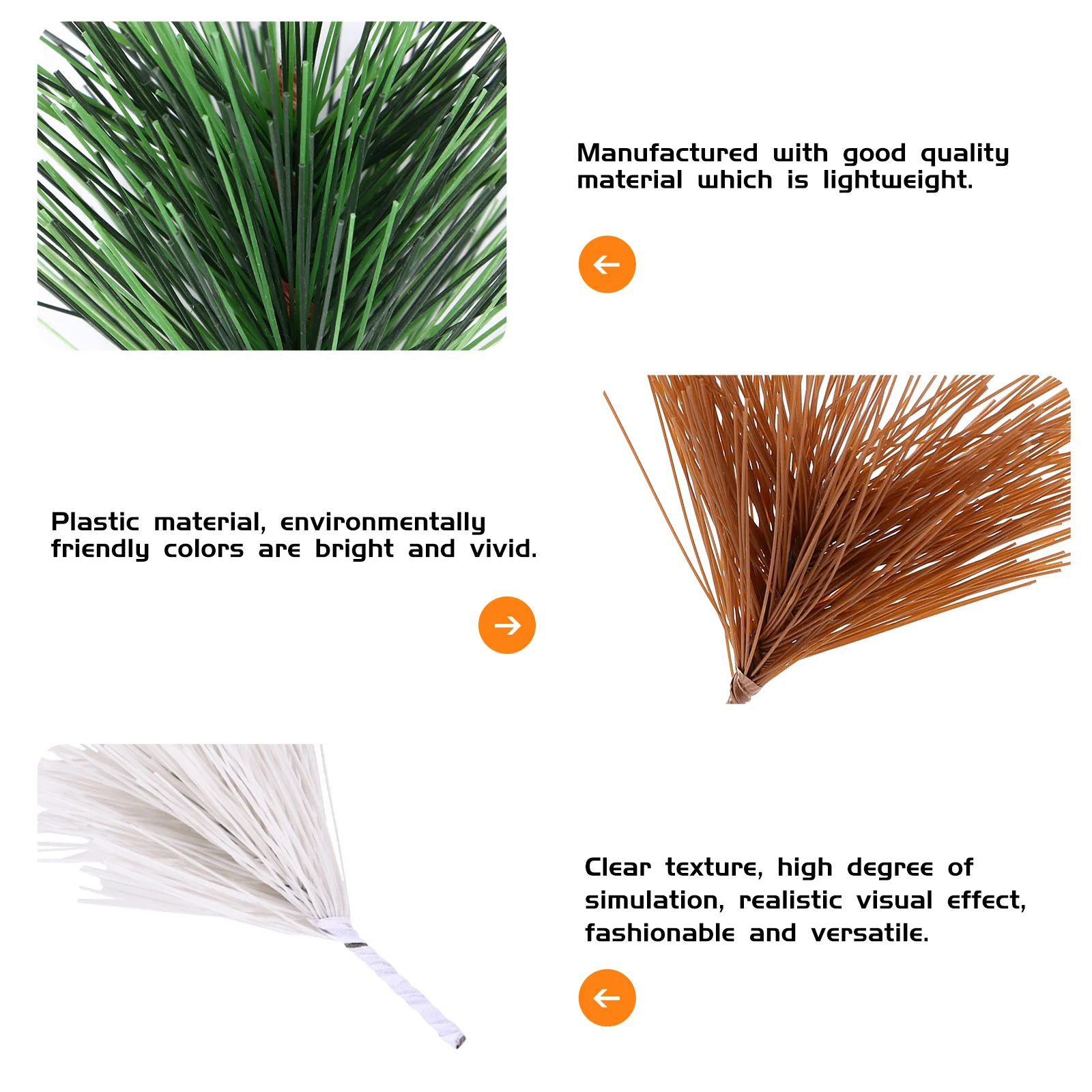 

30Pcs Realistic Pine Branch Ornaments Lightweight Plastic Brown Green White Versatile Christmas Holiday Wedding Decoration DIY