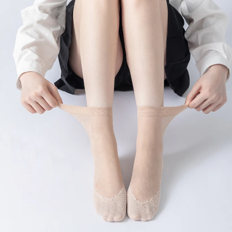Kave 5–20 Paar rutschfeste, durchsichtige Seidensocken, Sommer-Damen, atmungsaktiv, ultradünn, Söckchen, hohe Elastizität, Nylon-Socken