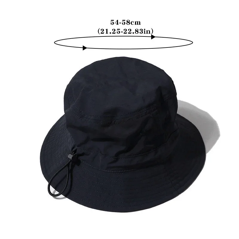 Drawstring Rope Bucket Hat Summer Quick Dry Breathable Fisherman Cap For Men Women Outdoor Anti UV Sunscreen Bonnet Sun Visors