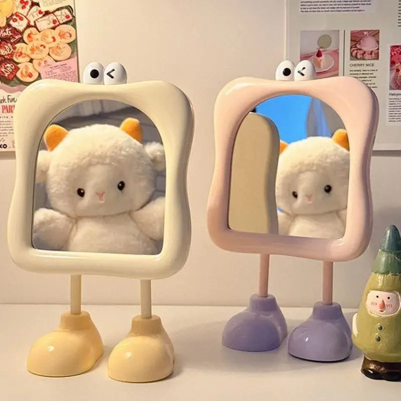 Simpatico cartone animato Specchio per trucco per occhi grande Poggiapiedi da tavolo Specchio per integratore per trucco da donna Specchio ad alto valore estetico