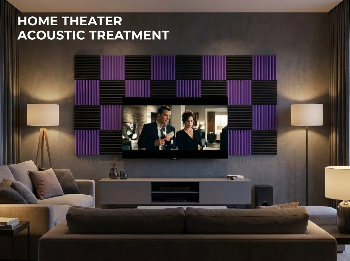 96 Pack Sound Proof Foam Panels for Walls, 1 X 12 X 12 Inches Acoustic Foam Panels, High Density Acoustic Panels Sound Absorbing, Noise Cancelling Studio Wedges（Black and purple）