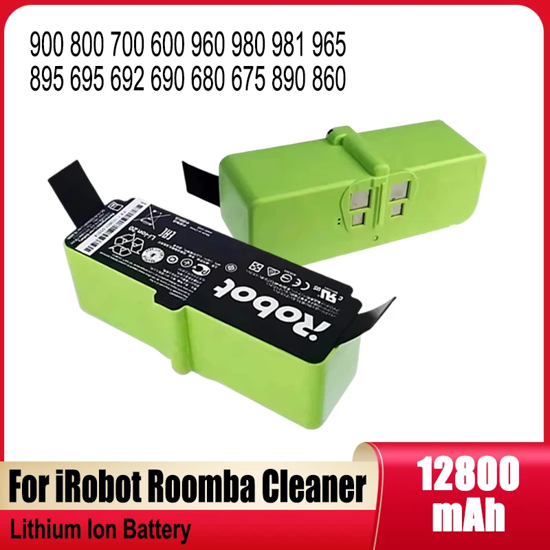 Batería de Iones de Litio de 14.4V y 12800mAh para Aspiradora iRobot Roomba Series 900, 800, 700, 600, Modelos 960, 980, 981, 965, 895, 890, 860, 695, 692, 690, 680 y 675