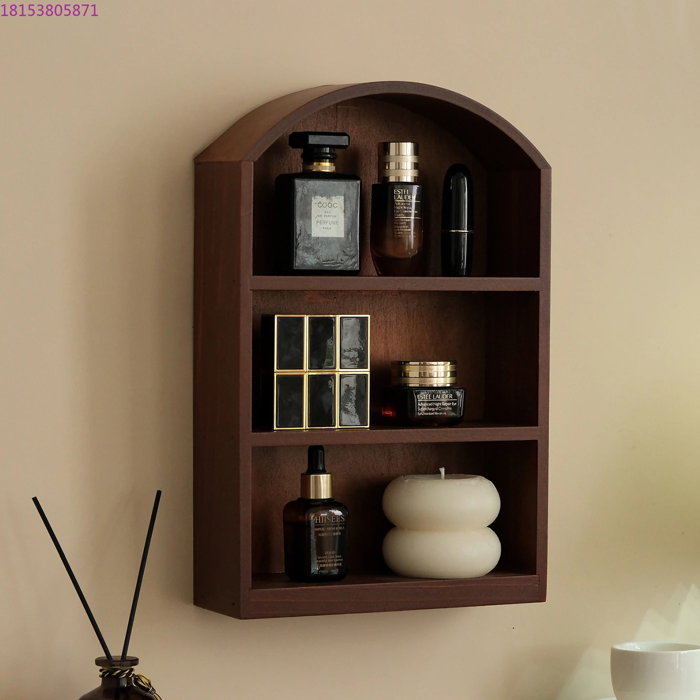 Nordic creative wall decoration atmosphere layout wall storage rack table wooden