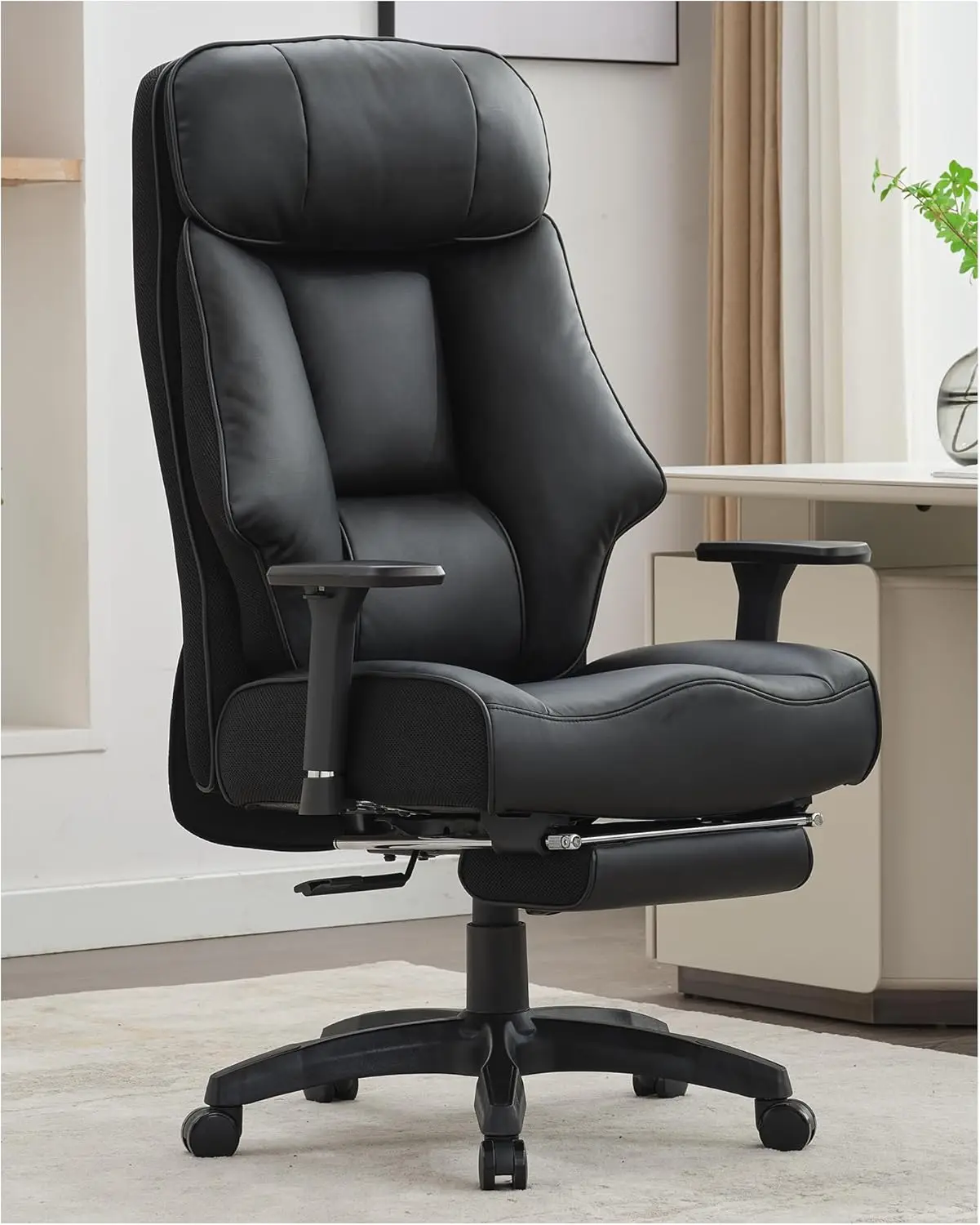 

Big and Tall Office Chair 400lbs, Executive Office Chair with Foot Rest, High Back Office Chair with Back Support, Oversized Off