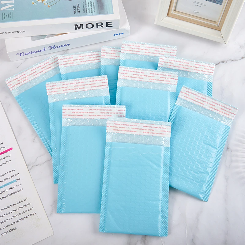 /KQM/10pcs Light Blue Bubble Mailers Padded Mailing Envelopes Self Seal Shipping Bags for Small Business Bubble Bag