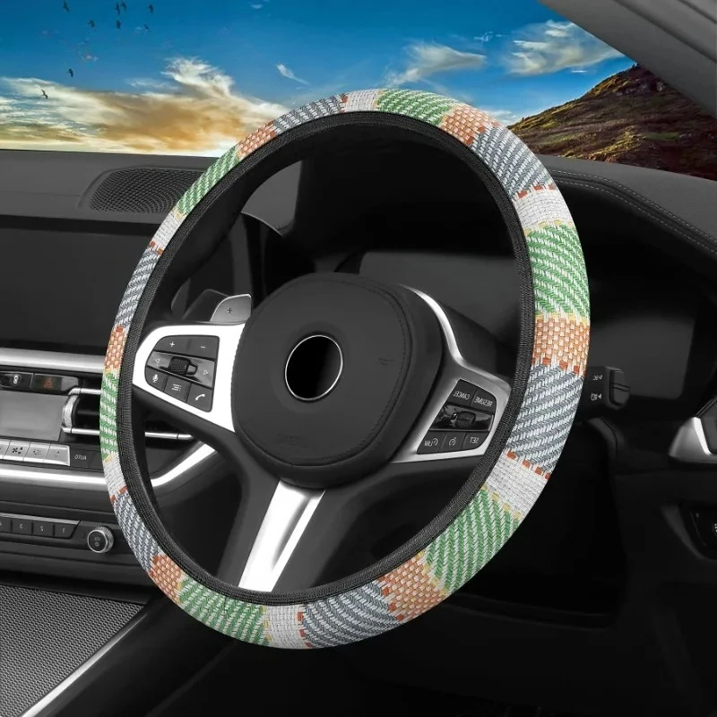 

Эластичный чехол на ручку автомобиля - универсальный, без внутреннего кольца, дышащий, нескользящий, плетеный, из искусственной кожи, чехол на руль, аксессуары общего назначения