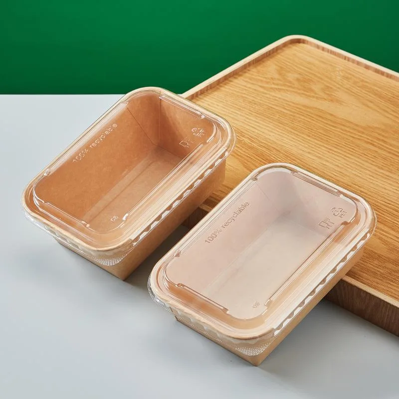 Customized. Kraft Paper Lunch Box Food Grade Microwaveable Heating Box Disposable Lunch Box to-Go Box with Lid Rice Bowl Picnic