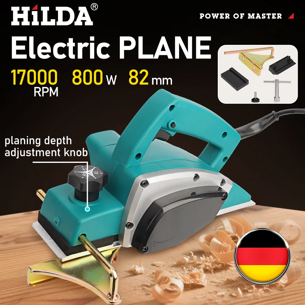 HILDA Electric Planer Hand Planers Household Portable Handheld Wood Cutting Planer for Wood Woodworking Tool Electric Machine 