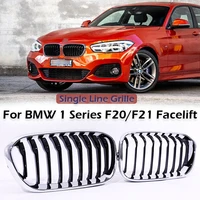 Rejilla de riñón de línea de listones individuales, rejilla M cromada negra mate brillante para BMW Serie 1 F20 F21 Facelift 2015-2019 118d 120i M135