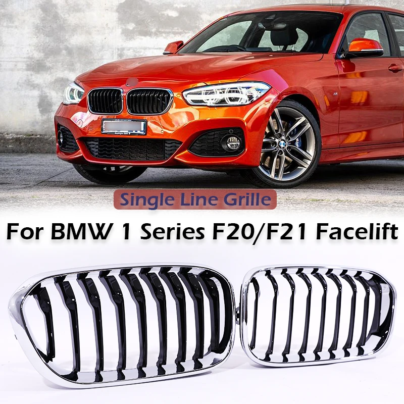 Single Slat Line Kidney Grille Gloss Matte Black Chrome M Grille For BMW 1 Series F20 F21 Facelift 2015-2019 118d 120i M135