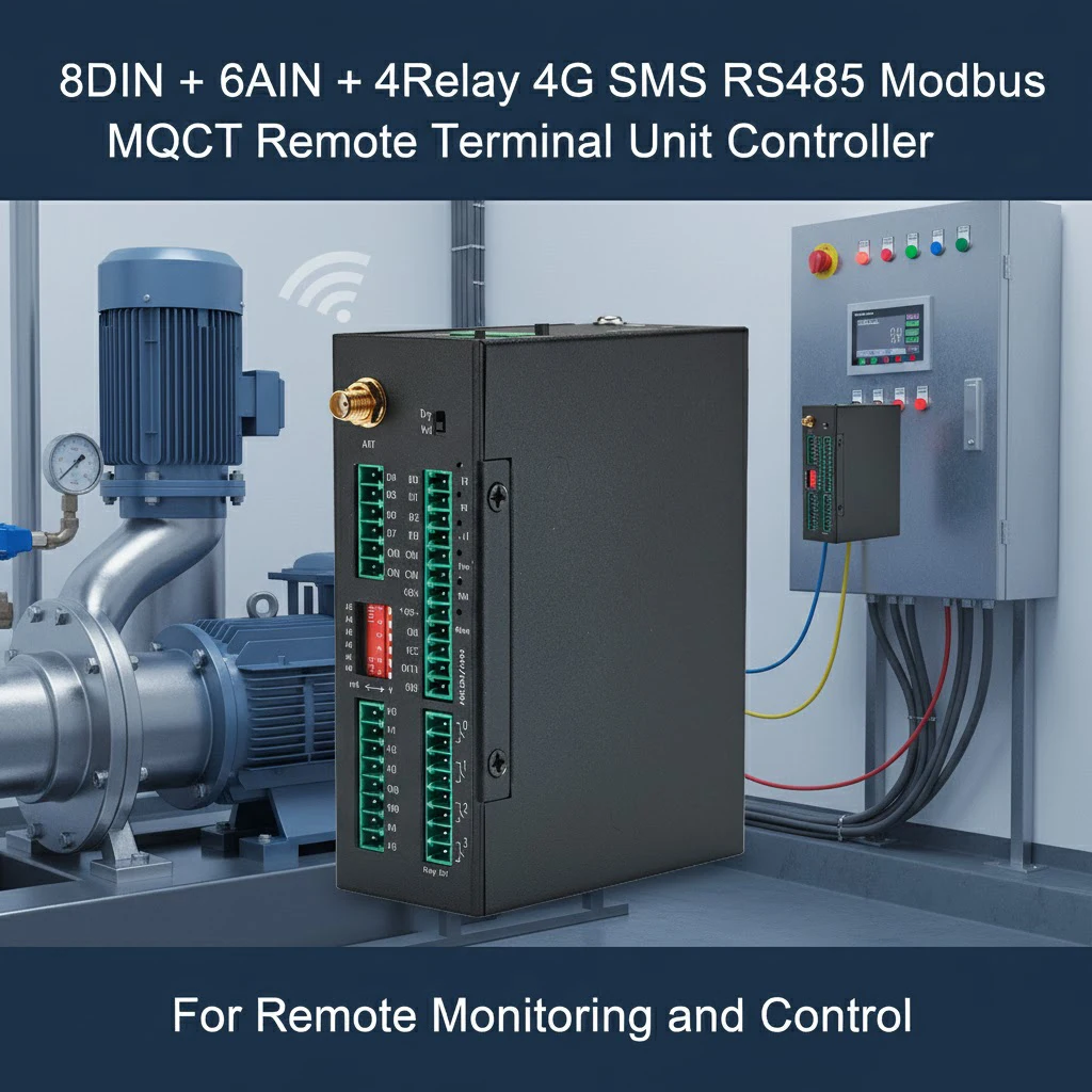 8DIN + 6AIN + 4Relay 4G SMS إنذار RS485 وحدة تحكم طرفية عن بعد للمراقبة والتحكم عن بعد #1