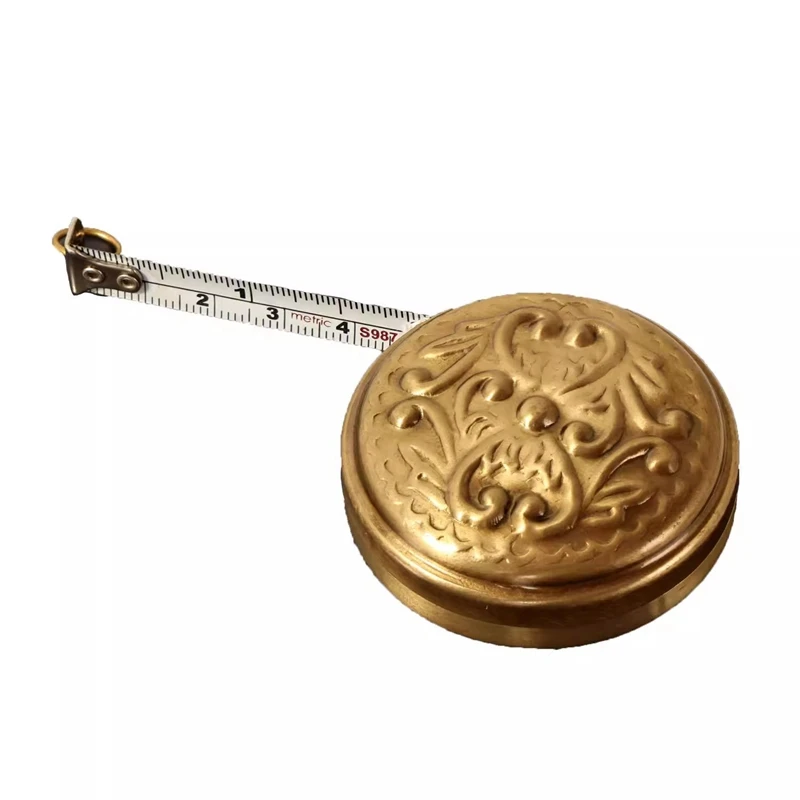 ‌200cm Vintage Brass Embossed Retractable Tape Measure Decorative Desktop ornament Creative flexible rule Craft Home Decor