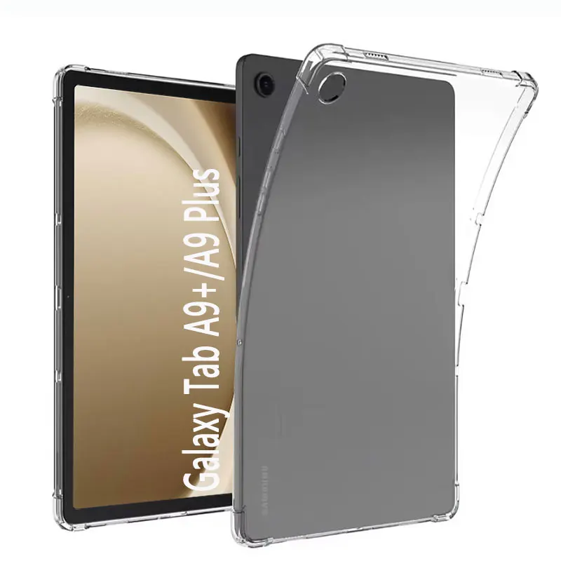 Capa de silicone para tablet, para samsung galaxy tab a9 plus 2023 a9 + SM-X210 x215 11 '', airbag transparente, tpu macio, capa traseira anti-queda