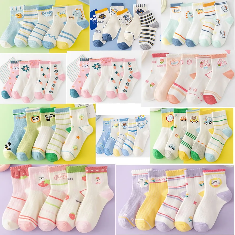 Children's mesh socks wholesale boys and girls cotton sokken baby summer socks thin cartoon mid-tube sock calcetines para ninos