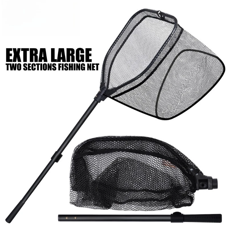Aluminum Telescopic Collapsible Landing Net, Large Mesh Bag Portable Fish Catcher for Stream & Sea Angling