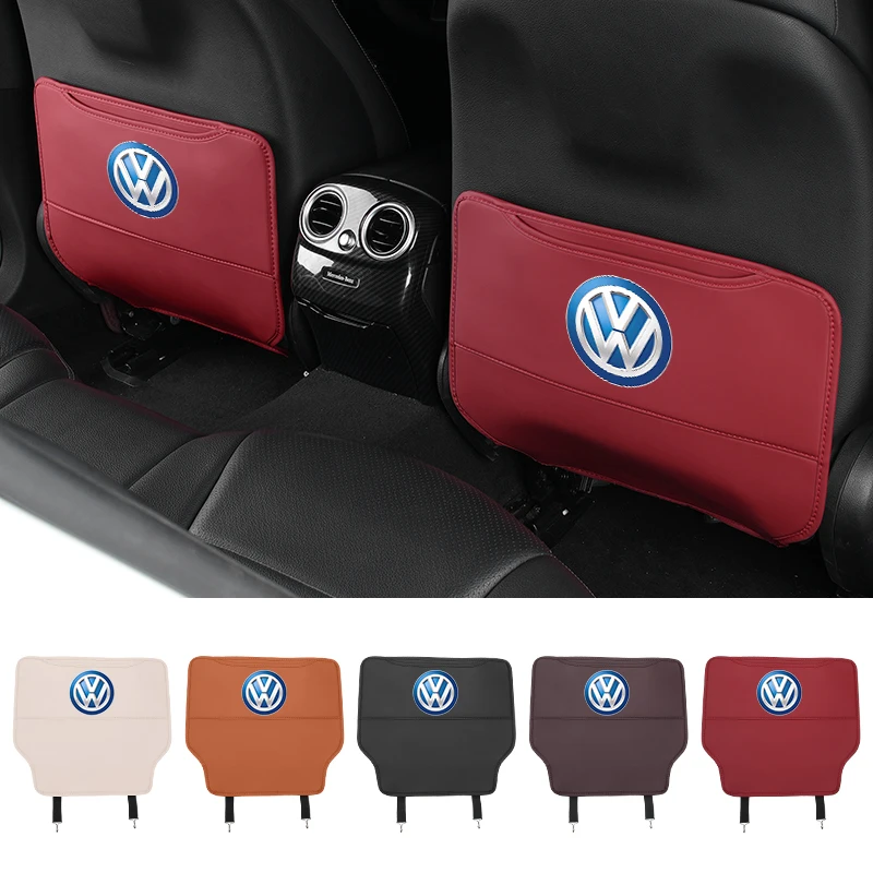 

Car Leather Half-Cover Seat Anti-Kick Mats Pad Storage Pouch For VW Golf Jetta Passat Golf 5 7 Tiguan Scirocco Sagitar Magotan