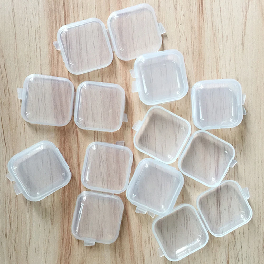 Caixa Plástica Quadrada Transparente Caixa de Comprimidos Semanal Organizador de Jóias Portátil Pequena Mini Caixa De Armazenamento Recipiente de Acabamento