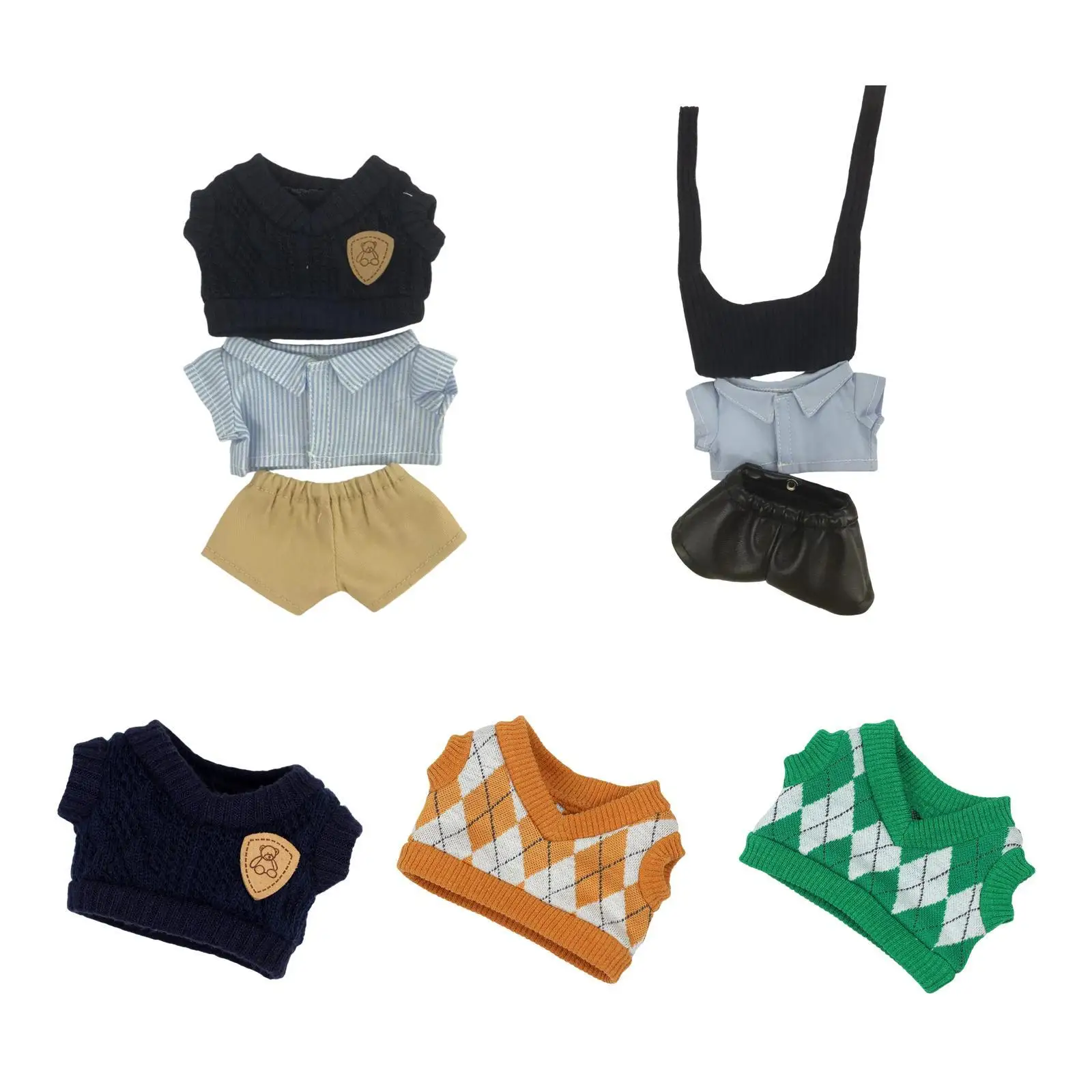 Ensemble de vêtements de poupée en peluche, jouet en peluche doux, accessoires de poupée, vêtements d'animaux en peluche, accessoires Photo pour poupée de 15cm 17cm