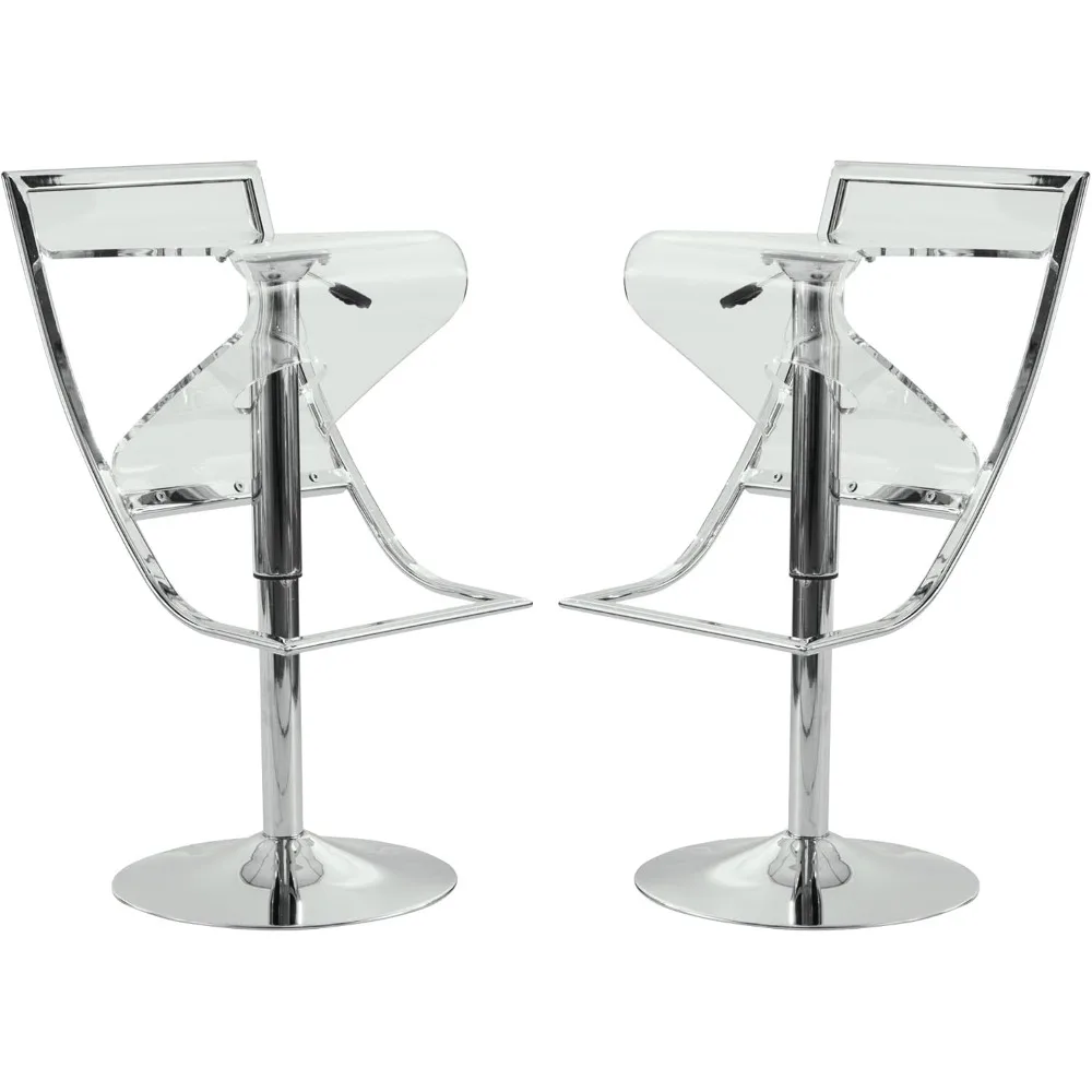 

Napoli Modern Clear Acrylic Bar Stools, Set of 2, Transparent Counter Height Kitchen & Dining Room, Sleek Design