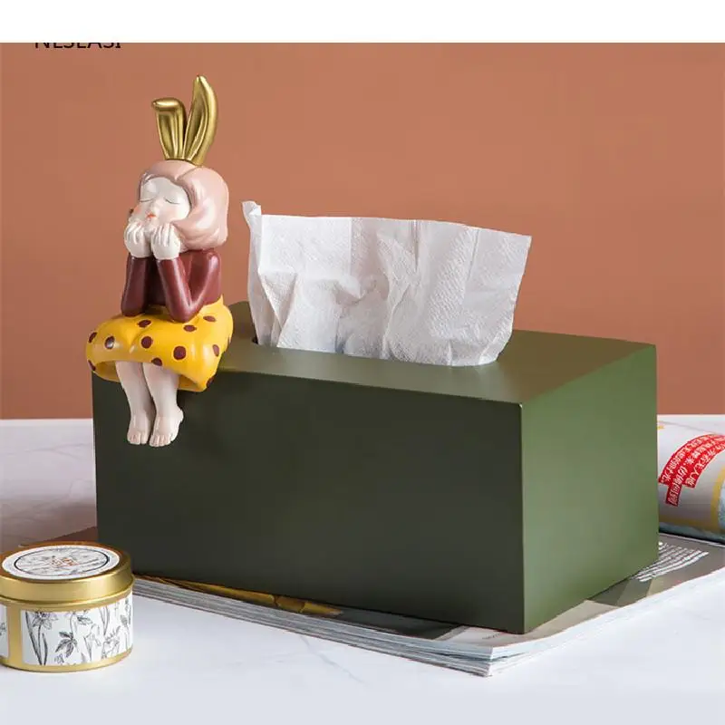 

Cute Girl Multifunction Portable Resin Tissue Box Desktop Paper Holder Dispenser Storage Napkin Case Organizer Holder Boxs