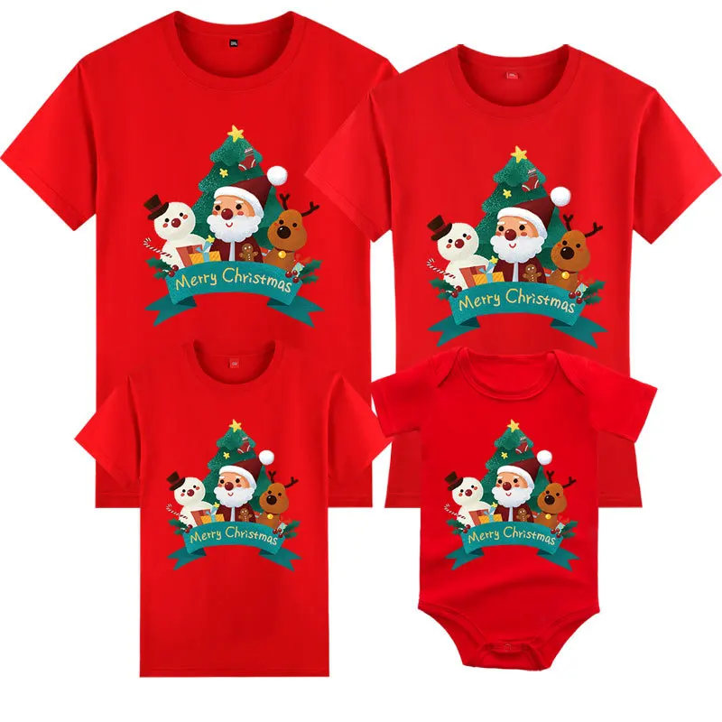 

Christmas Family Matching Outfits Mom Dad Son and Daughter Tops Kids Couple Tees Clothes