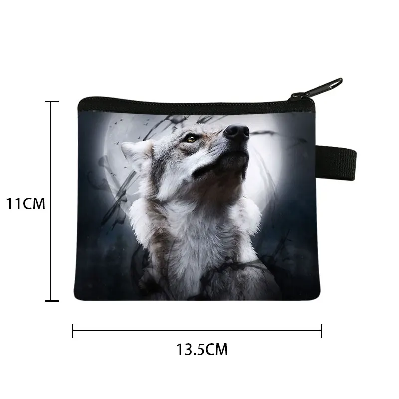 Cartera con estampado de Anime para niños, monedero de ocio, compras, bolsas de monedas, impresión 3D de Lobo, identificación, tarjeta de crédito, bolsa de almacenamiento A1