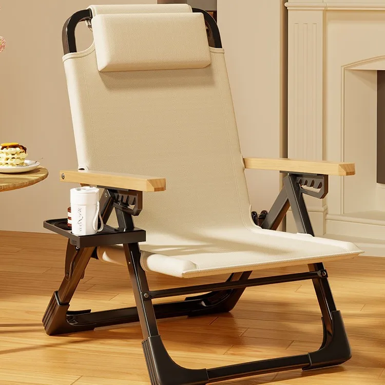 Foldable High Back Recliner Chair Portable Adjustable Office Nap Chair Lightweight Lounge Bed for Home Easy Storage Sofa