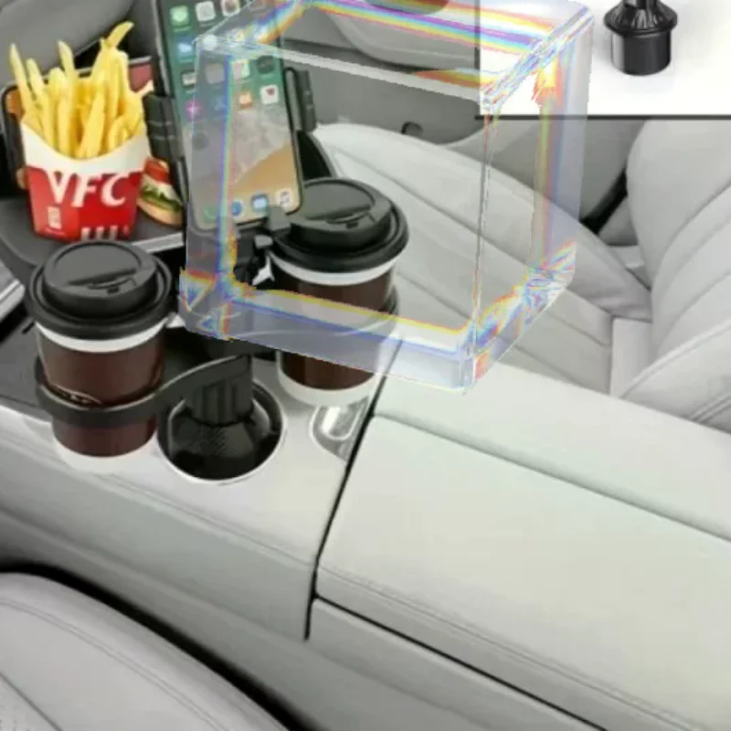

3-in-1 Detachable Car Cup Holder Tray-Expandable Food Table With 360° Rotating Design,Sturdy Base For Long Road Trips Table Tray