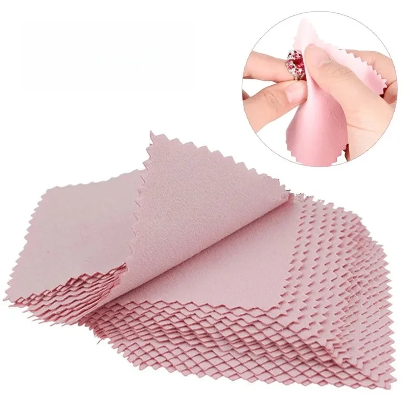 Pano de polimento rosa para limpeza de joias de prata e ouro, macio e eficiente.