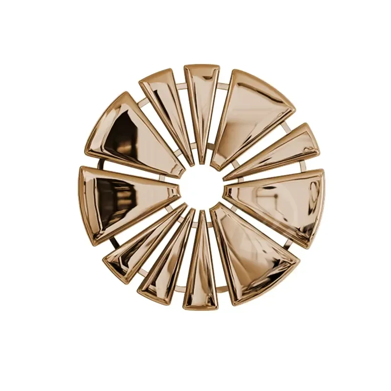 Modern Stainless Steel Sunburst Wall Decor Polished Metal Art for Hotel and Living Room Interiors