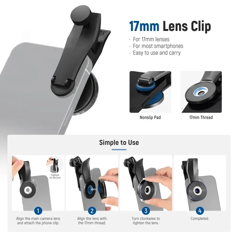 Picture 6: 45X Mini Pocket Microscope Lens with 17mm Thread Phone Lens Clip, 2 Brightness LED Light Compatible