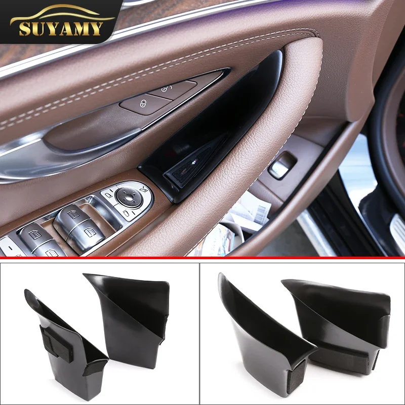 

2pcs Car Door Handle Storage Box Handle Inner Side Organizer Boxes For Mercedes Benz E-Class W213 2016-2020 Auto Accessories LHD