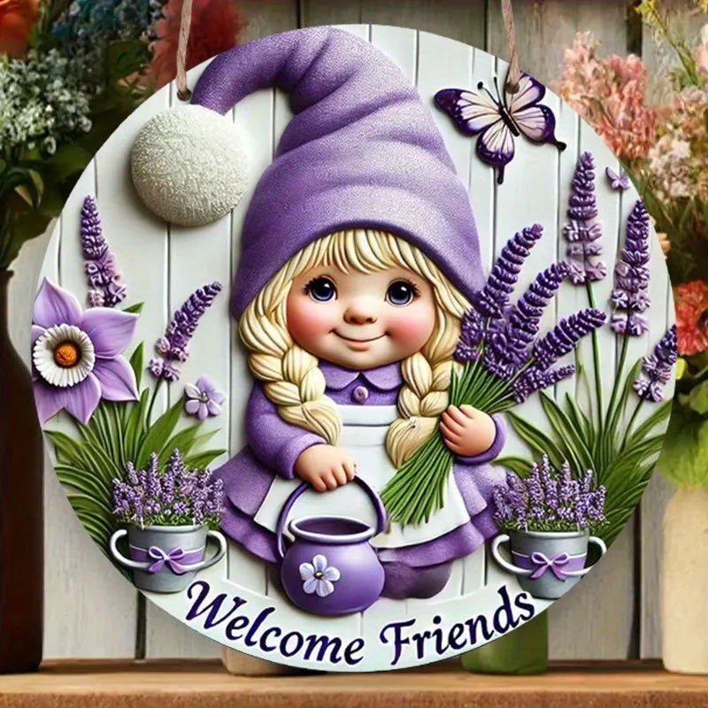 A Classic Wooden Welcome Sign with Lilies And Butterflies, 2D Farm Wall Hanging, Multifunctional Indoor/Outdoor Decoration, Fami