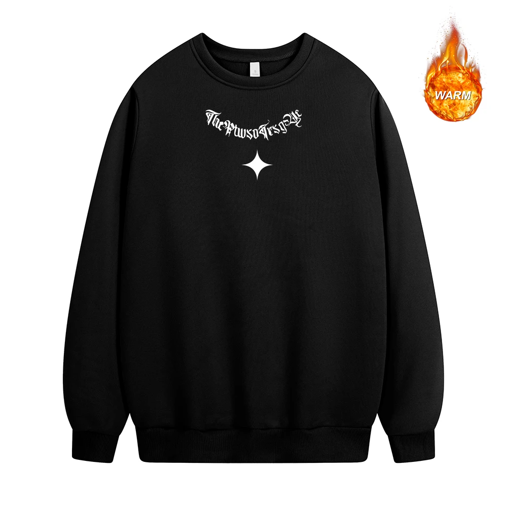 Men's Crewneck Sweatshirt With Unique Gothic Letter Print Warm Spring Autumn Pullover For Casual Street And Commute Wear