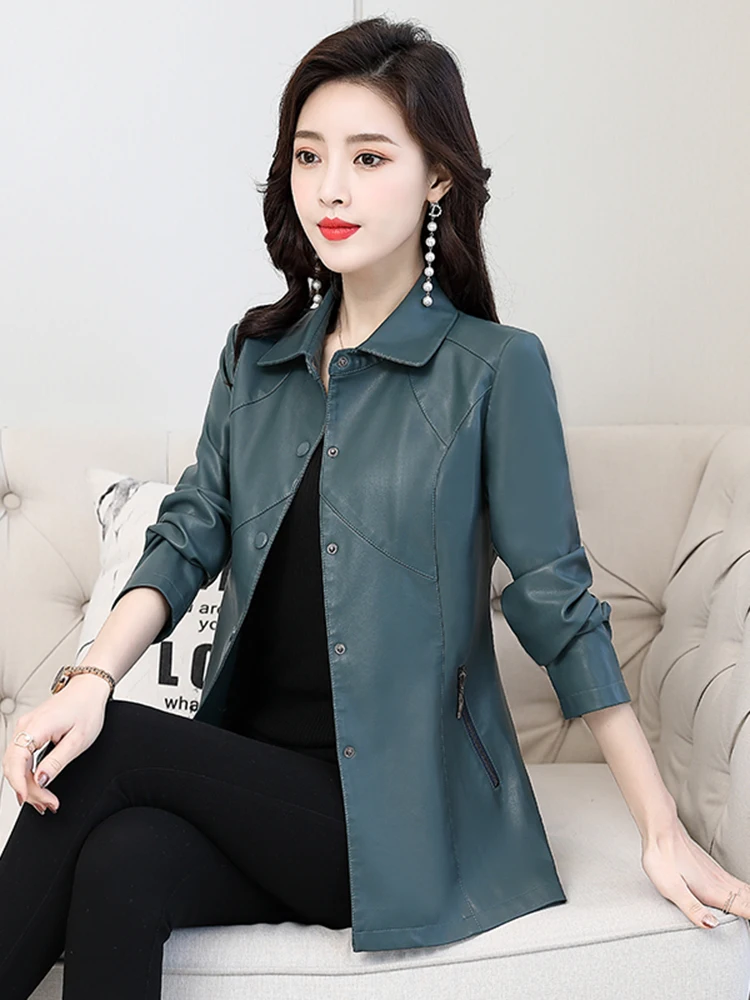   Ning 本革ジャケット レディース ショートスリーブ 2025 春秋新作 韓国版 スリムフィット 大きいサイズ シープスキン