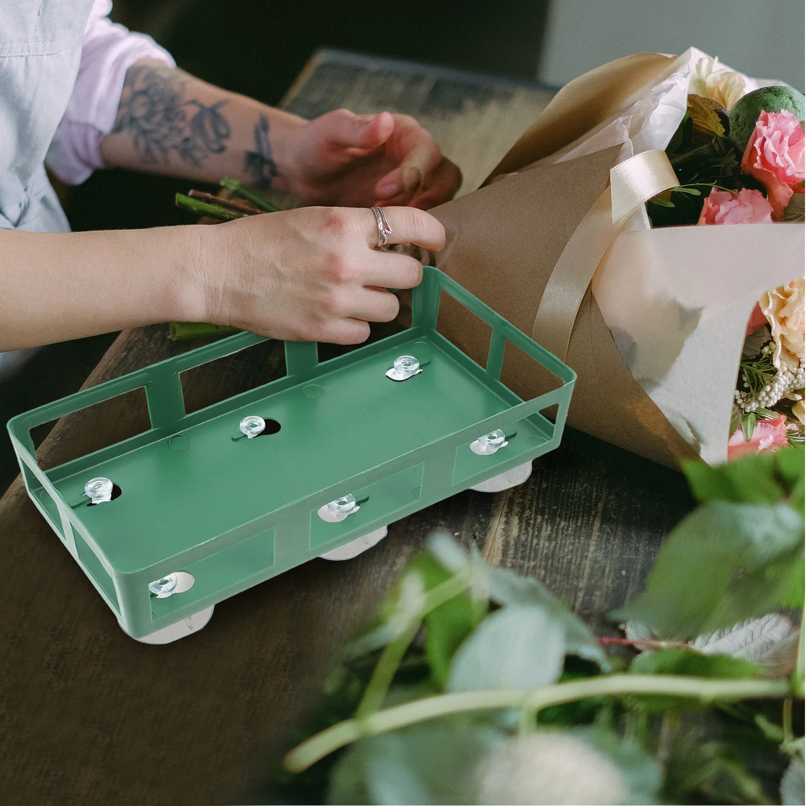 

10pcs Rectangular Suction Cup Flower Holder Stand Fresh Floral Arrangement Wedding Car Decor Table Centerpiece Diy Florist Foam