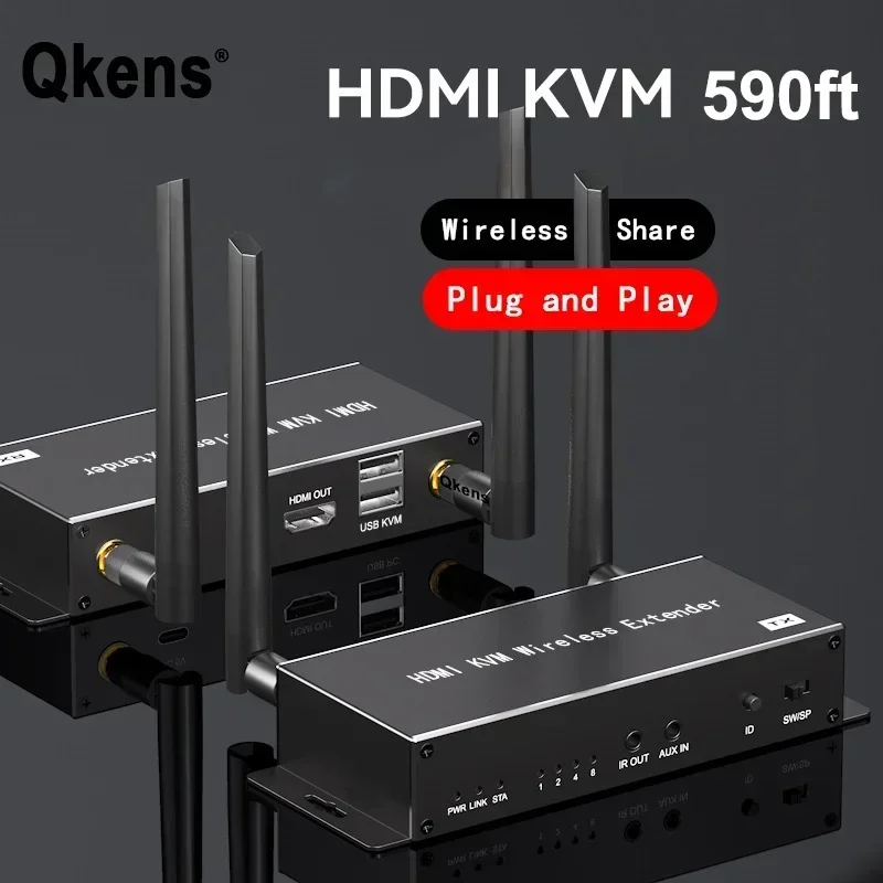 

180M Wireless HDMI Video Transmitter and Receiver 4K Loop HDMI KVM Extender 1080P Display for Camera Laptop PC To TV Projector