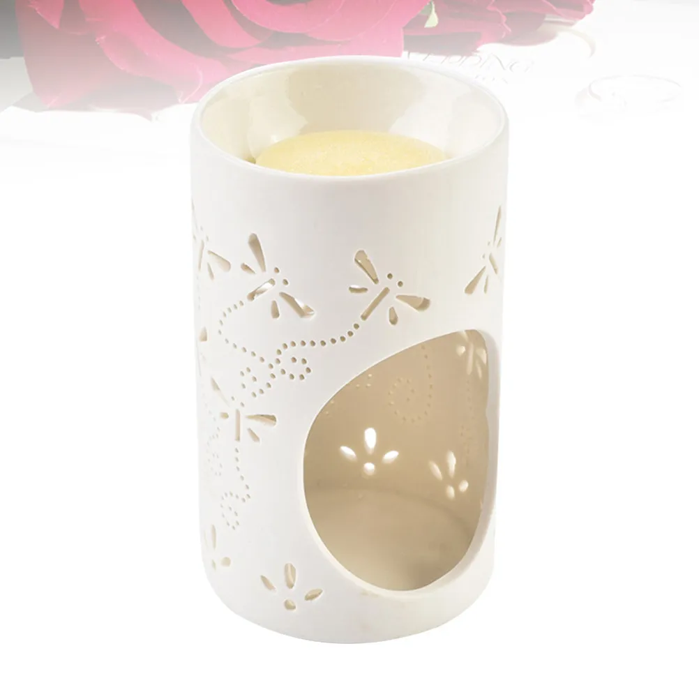 Ceramic Hollow Light Holder High Temperature Resistant Flat Bottom Smooth Surface Aromatherapy Burner for Living