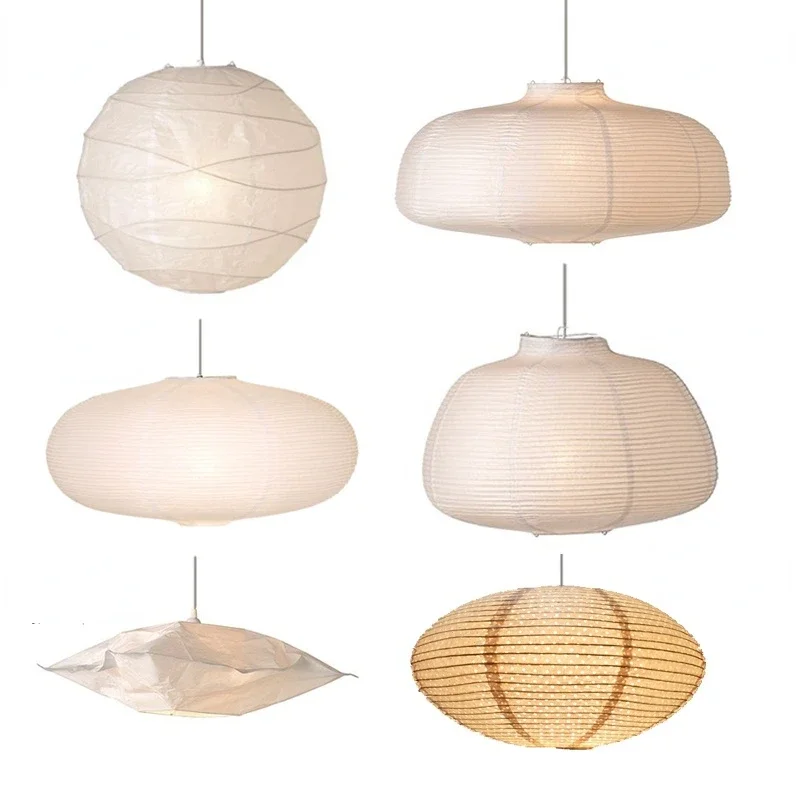 

Japanese Paper Chandelier Spherical White Paper Pendant Lights Moon Hanging Lamp for Living Room Bedroom Dining Home Decoration