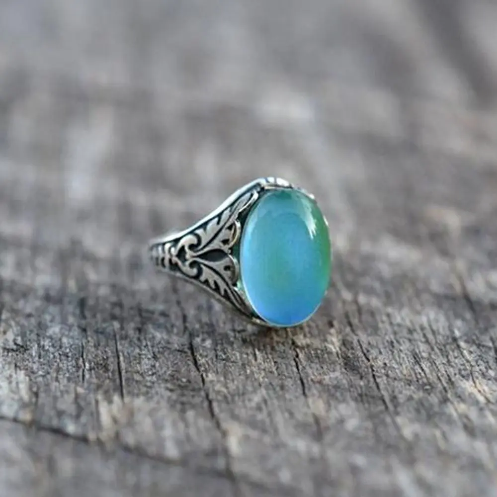 Vintage Luminous Mood Ring Color Changing Ring Temperature Control Ring Jewelry Gift for Women Girl Party New Fashion Jewelry