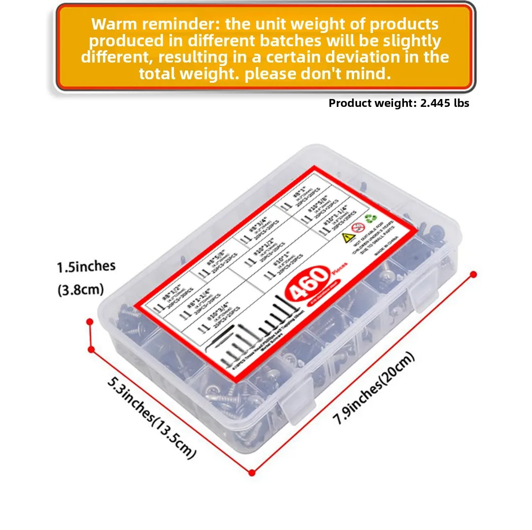 460 قطعة M4.2 M4.8 الجمالون رئيس الذاتي التنصت مسامير مجموعة متنوعة 410 الفولاذ المقاوم للصدأ الذاتي الحفر المسمار للصفائح المعدنية والخشب #4