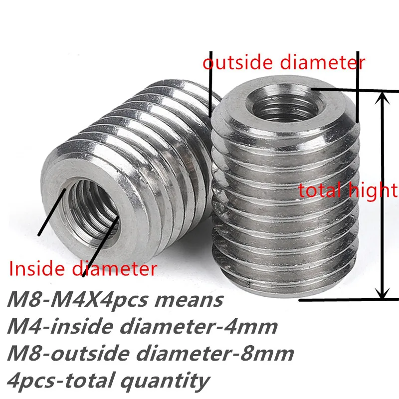 M6/M8M10-M20stainless steel 304 inside outside thread Adapter screw wire thread insert sleeve Conversion Nut Coupler Convey 1216